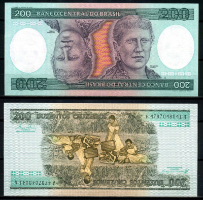 Бразилия 200 крузейро 1984 серия А4787 А, signatures: Ernane Galv?as & Affonso Celso Pastore Pick 199b бумага UNC (пресс) 447-85-1