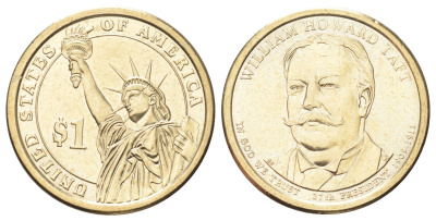 США 1 доллар 2013 Президент США - Уильям Говард Тафт (1909–1913) KM 549 медь с марганцево-латунным покрытием UNC 4666-1024