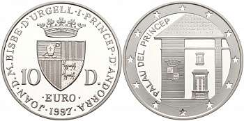 Андорра 10 динеров 1997 дом принца KM 166 серебро PROOF 11-015-22
