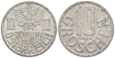 Австрия 10 грошей 1965 KM 2878 алюминий 60-1121