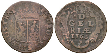 Нидерланды, Гелдерланд 1 дуит 1765 Голландская республика KM 93 медь 4576-854