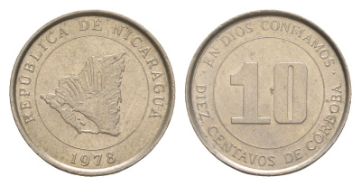 Никарагуа 10 сентаво 1978 KM 31 медно-никель UNC 4640-1029