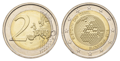Словения 2 евро 2018 Всемирный день пчёл KM 134 биметалл UNC 72-1325