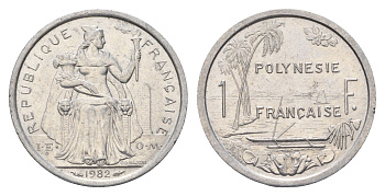 Французская Полинезия 1 франк 1982 KM 11 алюминий aUNC 179-855
