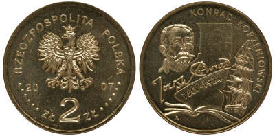 Польша 2 злотых 2007 150 лет со дня рождения Конрада Коженёвского (1857-1924) KM 591 нордик UNC M1-04