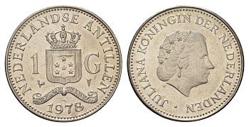 Нидерландские Антильские острова (Нидерландские Антилы) 1 гульден 1978 KM 12 никель UNC 4628-844