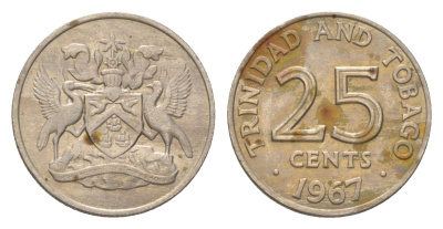 Тринидад и Тобаго 25 центов 1967 KM 4 медно-никель 4627-134