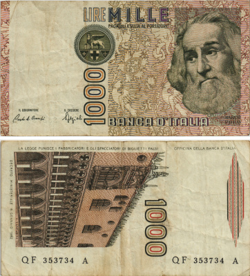 Италия 1000 лир 1982 Дворец дожеи?, Марко Поло Pick 109b 8564-21-1-2