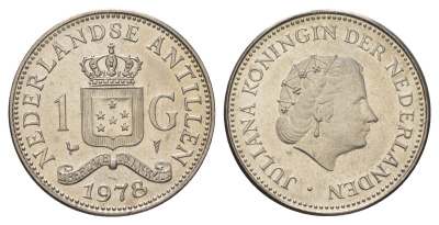 Нидерландские Антильские острова (Нидерландские Антилы) 1 гульден 1978 KM 12 никель UNC 4628-844