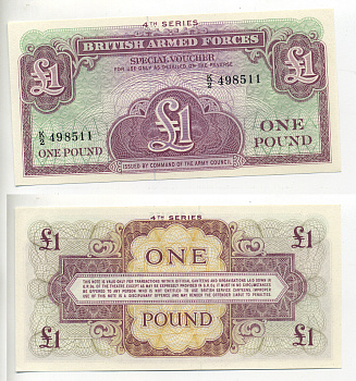 АНГЛИЯ 1 ФУНТ 1962 4 СЕРИЯ, ДЛЯ АРМИИ Pick M36 бумага UNC (ПРЕСС) 6287-34-2-2