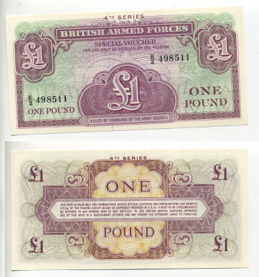 АНГЛИЯ 1 ФУНТ 1962 4 СЕРИЯ, ДЛЯ АРМИИ Pick M36 бумага UNC (ПРЕСС) 6287-34-2-2