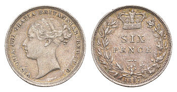 Великобритания 6 пенсов 1887 Виктория (1837-1901) KM 757, Spink 3912 серебро 3711-721