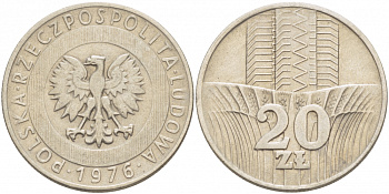 Польша 20 злотых 1976 MW KM 67 медно-никель 4403-516