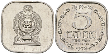 Шри-Ланка 5 центов 1978 KM 139a алюминий 4136-652