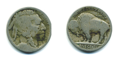 США 5 ЦЕНТОВ ND ИНДЕЕЦ, БИЗОН KM 134 медно-никель 46-2535