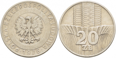 Польша 20 злотых 1976 MW KM 67 медно-никель 4403-516