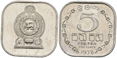 Шри-Ланка 5 центов 1978 KM 139a алюминий 4136-652