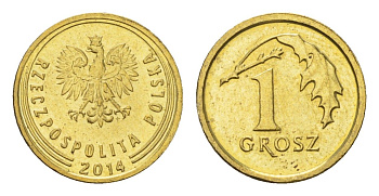 Польша 1 грош 2014 Y 923 сталь плакированная латунью UNC 4615-443