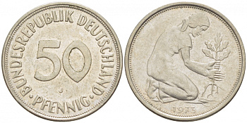 ФРГ 50 ПФЕННИГОВ 1973 J KM 109.2 медно-никель 4396-1669