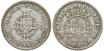 Португальский Мозамбик 10 эскудо 1952 KM 79 серебро 51-2946