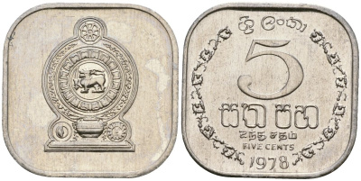 Шри-Ланка 5 центов 1978 KM 139a алюминий 4136-644