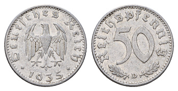 Германия 50 рейхспфеннигов 1935 D KM 87, J. 368 алюминий 4567-841