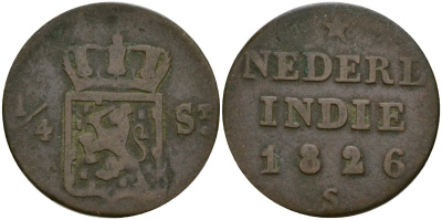 Нидерландская Восточная Индия 1/4 штюбера 1826 KM 287 медь 4132-215