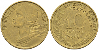 ФРАНЦИЯ 10 САНТИМОВ 1969 ТИП MARIANNE KM 929 медь алюминий никель 3309-1052
