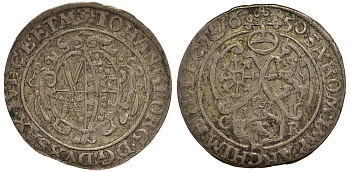 САКСОНИЯ 1/24 ТАЛЕРА 1650 CR, ИОГАНН ГЕОРГ I KM 71 серебро 413-1644