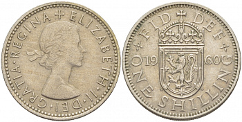Великобритания 1 шиллинг 1960 Елизавета II (1952-2022), Шотландский герб KM 905, Spink 4148 медно-никель 77-116