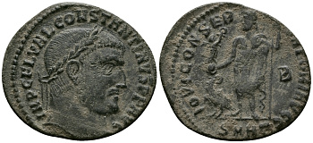 Римская Империя нуммий 313 - 314 Константин Великий IOVI CONSERVATORI AVGG Гераклея Good Very fine (степень редкости R3) RIC 5 бронза 1073-6-25