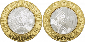 Нидерланды 5 евро 2009 400 лет дружбе с Японией, евроколлекция Нидерландского монетного двора серебро PROOF 1068-9-42