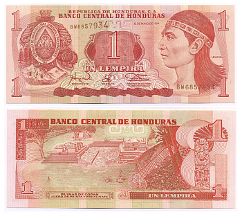 ГОНДУРАС 1 ЛЕМПИРА 1994 12 МАЯ 1994, РУИНЫ КОПАН, ОСТАТКИ ДРЕВНЕГО ГОРОДА ИНКОВ В ГОНДУРАСЕ Pick 76a бумага UNC (ПРЕСС) 8588-83-3-2