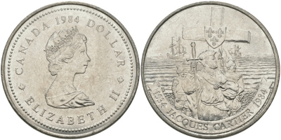 Канада 1 доллар 1984 Жак Картье KM 141 никель UNC 97-223