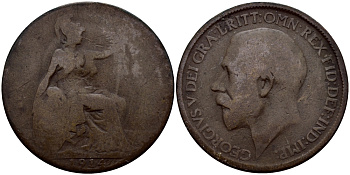 Великобритания 1/2 пенни 1914 Георг V (1910-1936) KM 809, Spink 4056 бронза 51-654