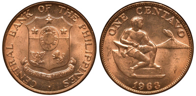 Филиппины 1 сентаво 1963 KM 186 бронза UNC M51-06