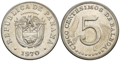 Панама 5 сентесимо 1970  KM 23.2 медно-никель    85-435