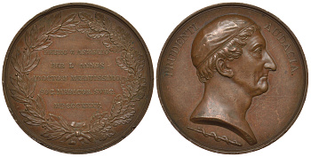 Швеция медаль 1835 хирург, Петр фон Афцелио, 48 мм, 64,77 гр  бронза    11-181-33