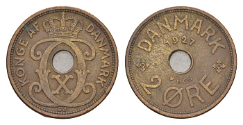 Дания 2 эре 1927 HCN, Кристиан X (1912-1947) KM 827 бронза 4658-162