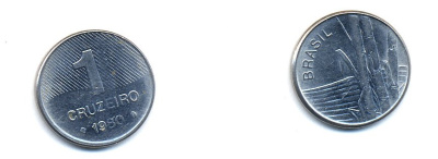 Бразилия 1 крузейро 1980 сахарный тростник KM 590 нержавеющая сталь aUNC 76-922