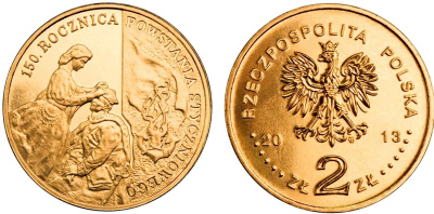 Польша 2 злотых 2013 MW, 150 лет со дня восстания 1863 года KM 852 нордик UNC 4676-942