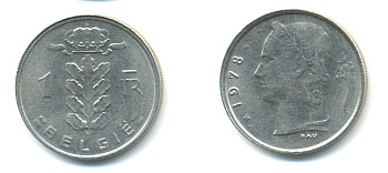 БЕЛЬГИЯ 1 ФРАНК 1978 BELGIE KM 143.1 медно-никель 86-1326