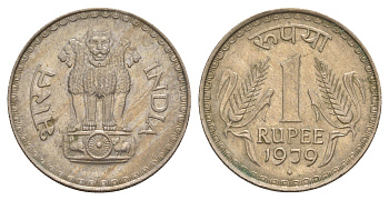 Индия 1 рупия 1979 ромб - Бомбей KM 78.1 медно-никель UNC 4650-727