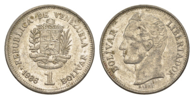 Венесуэла 1 боливар 1986 Симон Боливар Y 52 никель 4586-1017