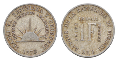 Бурунди 1 франк 1970 KM 18 алюминий 4647-1219