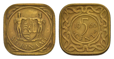 Суринам 5 центов 1966 KM 12 никель латунь 4649-953