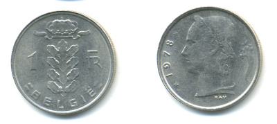 БЕЛЬГИЯ 1 ФРАНК 1978 BELGIE KM 143.1 медно-никель 86-1326