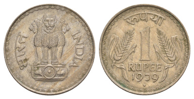 Индия 1 рупия 1979 ромб - Бомбей KM 78.1 медно-никель UNC 4650-727