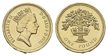 Великобритания 1 фунт 1992 Елизавета II (1952-2022) KM 948, Spink J5 никель латунь UNC 4675-721