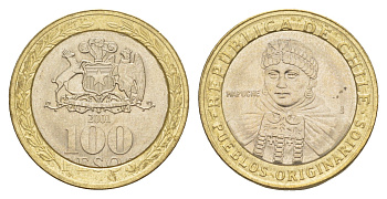 Чили 100 песо 2001 KM 236 биметалл UNC 4641-527